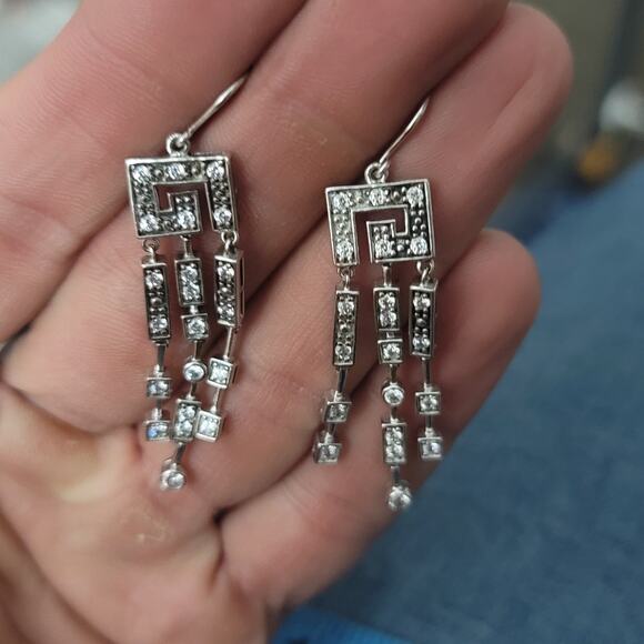 QVC Dimondique Sterling Silver 925 Silver Dangle Chandelier Earrings - Picture 2 of 6